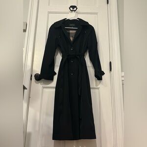 London Fog Trench Coat, Black Long Weatherproof with Belt